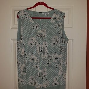3X Pale Green Two Layer Sleeveless Blouse